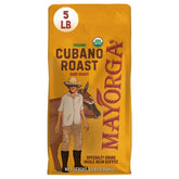 Mayorga front bag showing 5 lb label and organic certification benefits