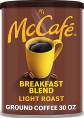McCafe front canister showing brand and 30 oz size for quick pantry identification