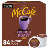 McCafé front pack showing quantity and dark roast benefits