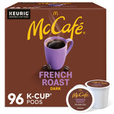 McCafé front packaging showing dark roast pods and benefits