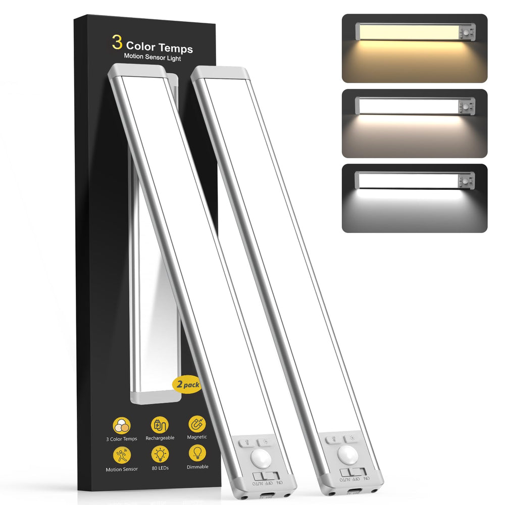 MCGOR front view of two-pack under cabinet lights showing compact design and convenience