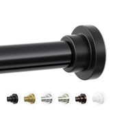 Mcrbeay front view matte black shower rod showing sleek finish and strong support