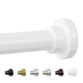 Mcrbeay front view of white shower rod showing sturdy design and finish