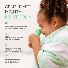 MDSolarSciences KidStick applied to child's cheek for easy use