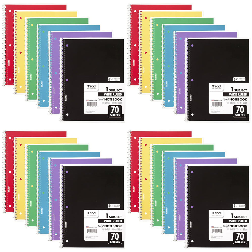 Mead front cover assortment showing durable coated covers and color variety