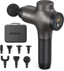 Mebak 3 front view showing compact massage gun and benefits for recovery