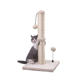 MECOOL front view of beige sisal scratching post showing stability and compact design