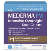 Mederma front tube showing product and clear benefit of overnight scar care