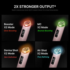 medicube Booster Pro X2 held in hand showing compact size and ergonomic design for comfortable use