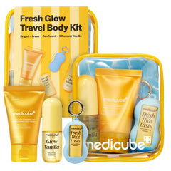 medicube front packaging showing full travel set and convenience