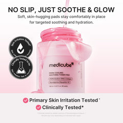 medicube pad applied to cheek showing cooling and soothing effect