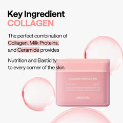 MEDIHEAL ingredients label highlighting collagen and ceramide benefits