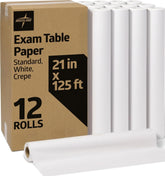 Medline crepe roll front packaging showing case of twelve for easy restocking