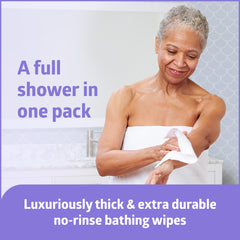 Medline ReadyBath LUXE close-up of wipe texture, thick cloth for gentle cleansing