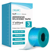 MedVance front packaging showing 3-pack scar sheets with clear labeling and gentle protection