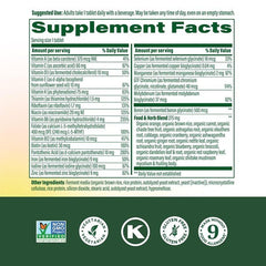 MegaFood label detail highlighting nutrients and real-food ingredients