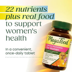 MegaFood tablet beside blueberry cranberry and broccoli indicating real-food ingredients