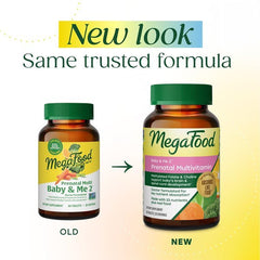 MegaFood close-up of prenatal tablet texture, easy-to-swallow benefit