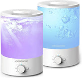 MEGAWISE front view of two humidifiers showing compact design and dual-pack benefit