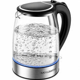 MEGAWISE front view of glass kettle showing capacity and design benefit