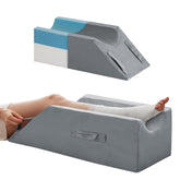MEGCXIT front view of grey wedge pillow showing shape and plush cover, promotes stable elevation