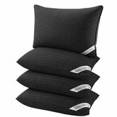 Melising front view black pillow set showing sleek hotel-style look and comfort
