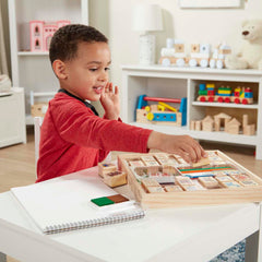 Melissa & Doug wooden crate open for neat storage and quick cleanup