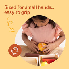 Melissa & Doug four wooden crates neatly storing food for easy organization