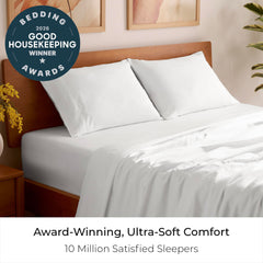 Mellanni fitted sheet pocket close-up displaying deep 16-inch pocket for secure mattress fit benefit
