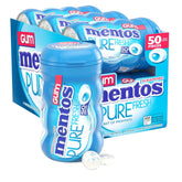 Mentos fresh mint front packaging showing six 50-piece bottles for convenience