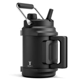 Meoky front view half-gallon bottle showing durable design and benefit of large hydration