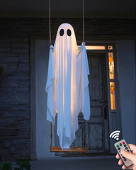 MERKYO front view hanging ghosts lit for curb appeal