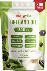 MERRY VITA front bottle showing 300 softgels and clear product benefit