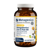 Metagenics OmegaGenics front packaging showing product benefits