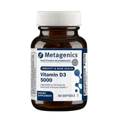 Metagenics bottle front showing Vitamin D3 5000 IU branding and count for clarity