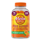 metamucil front packaging showing orange gummy bottle and easy fiber