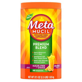 Metamucil front packaging showing orange flavor and sugar-free benefit