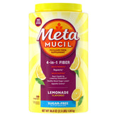 Metamucil front can showing lemonade flavor and 180 teaspoons benefit for daily fiber
