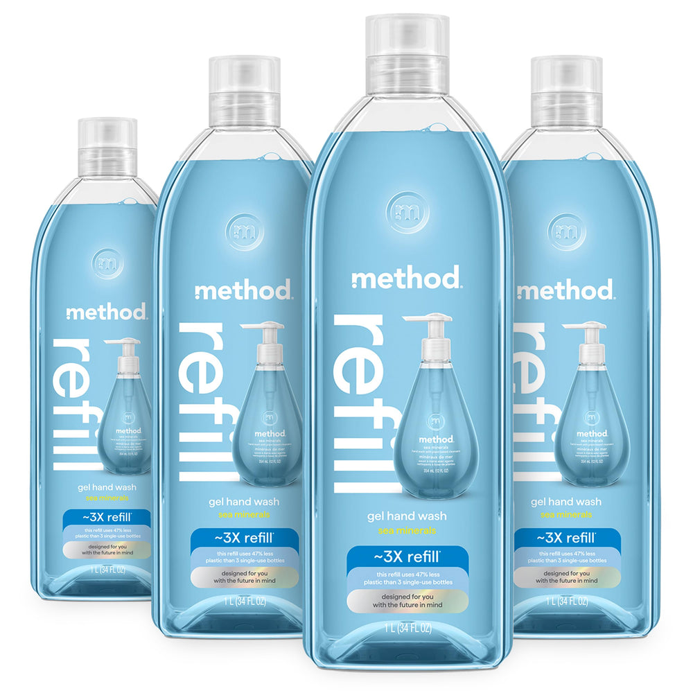 Method front packaging of Sea Minerals refill showing eco-friendly design and value