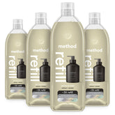 Method vetiver amber front packaging showing four refill tubs and benefits