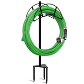 Meykwod front view showing stable freestanding hose storage and tidy yard benefit