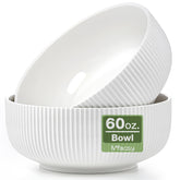 Mfacoy front view white ceramic salad bowls showing clean design and serving capacity