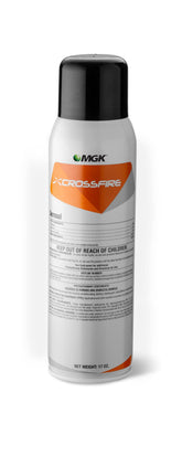 MGK Crossfire aerosol front can showing label and size benefit of quick identification