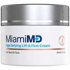 MiamiMD front packaging showing jar and brand for daily firming benefits