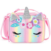 mibasies front view showing unicorn design and bright colors, playful and durable
