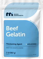 Micro Ingredients front pouch showing 2 lb beef gelatin for bulk use