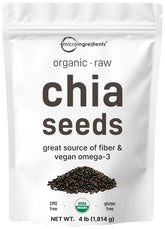 Micro Ingredients front pouch showing 4 lb organic chia seeds and convenience