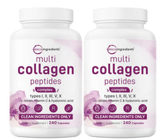 Micro Ingredients front packaging showing two-bottle collagen capsule supply
