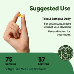 Micro Ingredients softgel size comparison in hand illustrating convenient dosage
