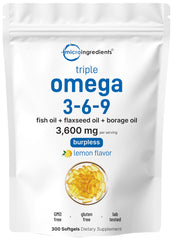 Micro Ingredients front packaging showing 300-count pouch and lemon flavor benefits